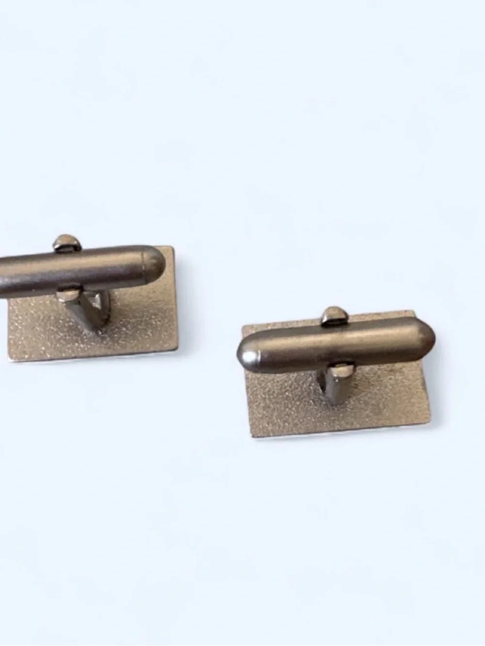 Classic Vintage Rectangular Silver Tone Cufflinks in Gunmetal
